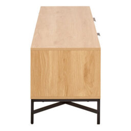 Wyld Haus Brisbane 176Cm Slatted Natural Oak Tv Unit 3 Doors Black Metal Legs - thumbnail 4