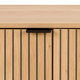 Wyld Haus Brisbane 176Cm Slatted Natural Oak Tv Unit 3 Doors Black Metal Legs - thumbnail 6