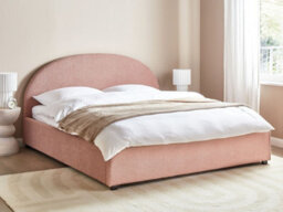 Beliani Ottoman Bed Boucle Vaucluse 180 X 200 Cm (Eu Super King) Pastel Pink - thumbnail 2