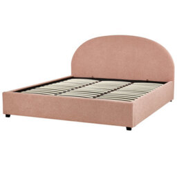 Beliani Ottoman Bed Boucle Vaucluse 180 X 200 Cm (Eu Super King) Pastel Pink - thumbnail 6