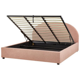Beliani Ottoman Bed Boucle Vaucluse 180 X 200 Cm (Eu Super King) Pastel Pink - thumbnail 5