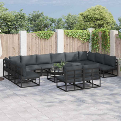 Berkfield Garden Sofa Set With Cushion 13 Pcs Black Aluminium - image 1