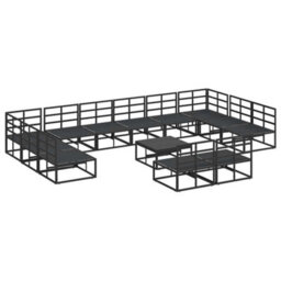 Berkfield Garden Sofa Set With Cushion 13 Pcs Black Aluminium - thumbnail 6