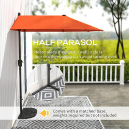 Outsunny 2M Half Garden Parasol Market Umbrella W/ Crank Handle, Orange - thumbnail 4