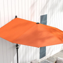 Outsunny 2M Half Garden Parasol Market Umbrella W/ Crank Handle, Orange - thumbnail 9