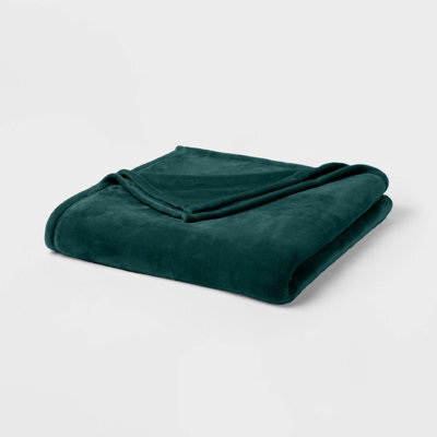 Imperial Rooms Plain Plush Faux Fur And Flannel Reversible All Season Comfort Blanket Green King - image 1