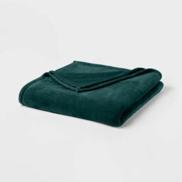 Imperial Rooms Plain Plush Faux Fur And Flannel Reversible All Season Comfort Blanket Green King - thumbnail 1