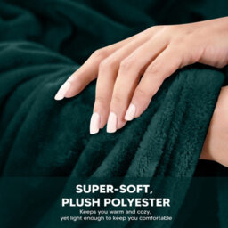 Imperial Rooms Plain Plush Faux Fur And Flannel Reversible All Season Comfort Blanket Green King - thumbnail 2