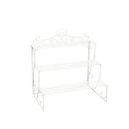 Melody Maison Distressed White Metal Three Tier Plant Theatre Stand - thumbnail 6