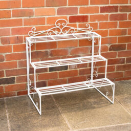 Melody Maison Distressed White Metal Three Tier Plant Theatre Stand - thumbnail 5