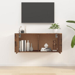 Berkfield Classic Wall Mounted Tv Cabinet Smoked Oak 100X34.5X40 Cm - thumbnail 3