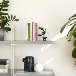 CKB Ltd Bewitched Magic Witch Wizard Broomstick Black Cat Silhouette Black Metal Bookend - thumbnail 2