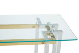Premier Housewares Interiors By Premier Glass Top Console Table, Gold And Silver Luxury Console Table, Modern Style Console Table With Glass Top - thumbnail 4