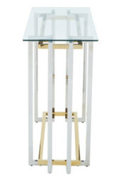 Premier Housewares Interiors By Premier Glass Top Console Table, Gold And Silver Luxury Console Table, Modern Style Console Table With Glass Top - thumbnail 3