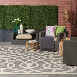 Grey Outdoor Rug, Optical/ (3D) Abstract Stain-Resistant Rug For Patio Decks, Modern Outdoor Area Rug-122Cm X 183Cm
