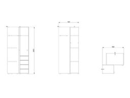 Amos Mann Furniture Nevis White Narrow 2 Door Space-Saving Corner Wardrobe 95Cm - thumbnail 4