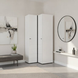 Amos Mann Furniture Nevis White Narrow 2 Door Space-Saving Corner Wardrobe 95Cm - thumbnail 1