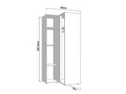Amos Mann Furniture Nevis White Narrow 2 Door Space-Saving Corner Wardrobe 95Cm - thumbnail 2