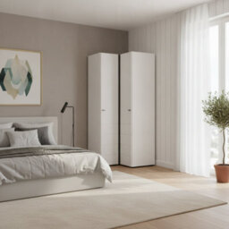 Amos Mann Furniture Nevis White Narrow 2 Door Space-Saving Corner Wardrobe 95Cm - thumbnail 5