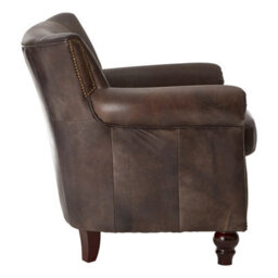 Orsina Cozy Dark Grey Scroll Armchair,heritage Design Chair With Copper Studded Detail,walnut Wooden Lounge Seat - thumbnail 3