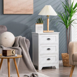 Wood 3-Drawer Bedside Table Vintage Nightstand Accent End Table Couch Side Table - thumbnail 6