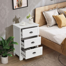 Wood 3-Drawer Bedside Table Vintage Nightstand Accent End Table Couch Side Table - thumbnail 5