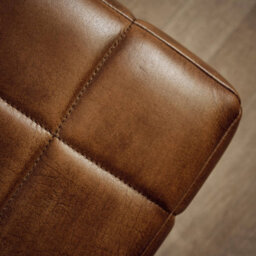Elm Home And Products Real Genuine Leather Foot Stool Rest Poufe Tan Brown Hard Wood Frame 46Cm High X 46Cm Wide X 46Cm Deep - thumbnail 3