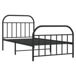 Berkfield Metal Bed Frame With Headboard And Footboard Black 107X203 Cm - thumbnail 5