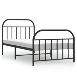 Berkfield Metal Bed Frame With Headboard And Footboard Black 107X203 Cm - thumbnail 2