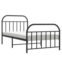 Berkfield Metal Bed Frame With Headboard And Footboard Black 107X203 Cm - thumbnail 4