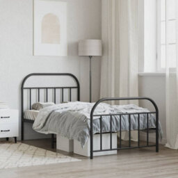 Berkfield Metal Bed Frame With Headboard And Footboard Black 107X203 Cm - thumbnail 3