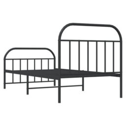 Berkfield Metal Bed Frame With Headboard And Footboard Black 107X203 Cm - thumbnail 8