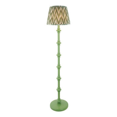 Luminosa Lighting Luminosa Carnaby Satin Cotswold Green Paint Floor Lamp With Cotswold Green Fabric Zigzag Shade 35Cm B22 - image 1