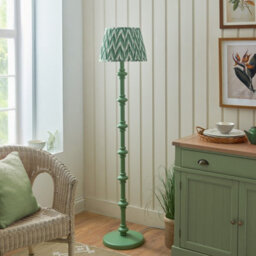 Luminosa Lighting Luminosa Carnaby Satin Cotswold Green Paint Floor Lamp With Cotswold Green Fabric Zigzag Shade 35Cm B22 - thumbnail 3