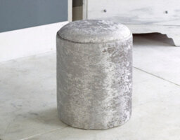 Adore Designs Victoria Crushed Velvet Round Foot Stool Pouffe -  Silver - thumbnail 1