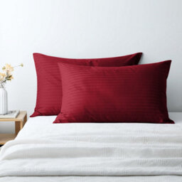 Ameha Stripe Pillowcase Pair Microfiber-Soft Burgundy Striped Pillowcases, Envelope Closure, Machine Washable Bedding Pillow Cover - thumbnail 4
