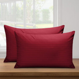 Ameha Stripe Pillowcase Pair Microfiber-Soft Burgundy Striped Pillowcases, Envelope Closure, Machine Washable Bedding Pillow Cover - thumbnail 5