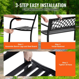 "Vevor Outdoor Bench 46"" Metal Garden Bench 480Lbs Cap W/backrest Armrests Patio Bench For Yard" - thumbnail 5