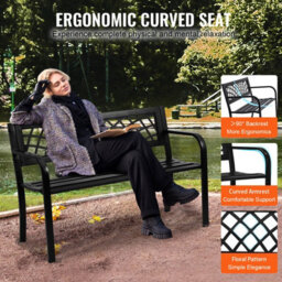 "Vevor Outdoor Bench 46"" Metal Garden Bench 480Lbs Cap W/backrest Armrests Patio Bench For Yard" - thumbnail 4