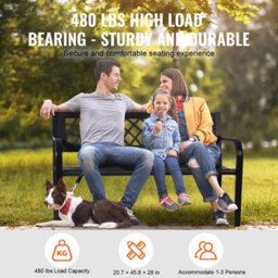 "Vevor Outdoor Bench 46"" Metal Garden Bench 480Lbs Cap W/backrest Armrests Patio Bench For Yard" - thumbnail 3