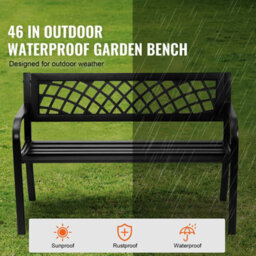 "Vevor Outdoor Bench 46"" Metal Garden Bench 480Lbs Cap W/backrest Armrests Patio Bench For Yard" - thumbnail 2