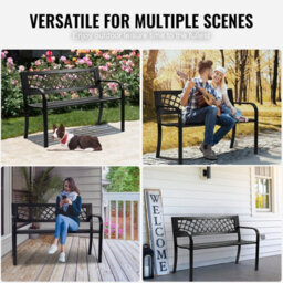 "Vevor Outdoor Bench 46"" Metal Garden Bench 480Lbs Cap W/backrest Armrests Patio Bench For Yard" - thumbnail 6