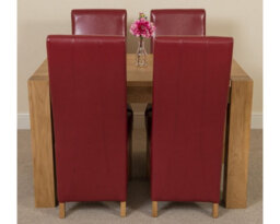 That's Furniture Kuba 125 X 80 Cm Chunky Oak Small Dining Table And 4 Chairs Dining Set With Lola Burgundy Leather Chairs - thumbnail 2