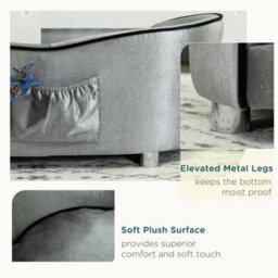 Dog Sofa Pet Chair, Kitten Bed Couch W/ Wooden Frame, Removable Cushion - thumbnail 4