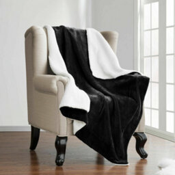 Ameha Thick Reversible Black Sherpa Fleece Blanket Single 130X150Cm Soft Warm Plush Throw For Bed Sofa Travel And Pets - thumbnail 6