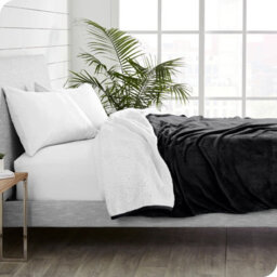 Ameha Thick Reversible Black Sherpa Fleece Blanket Single 130X150Cm Soft Warm Plush Throw For Bed Sofa Travel And Pets - thumbnail 8