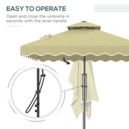 Outsunny 2.5M Square Cantilever Garden Parasol Umbrella With Cross Base, Beige - thumbnail 4