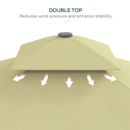 Outsunny 2.5M Square Cantilever Garden Parasol Umbrella With Cross Base, Beige - thumbnail 6