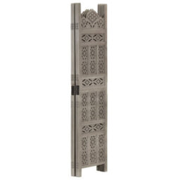 Vidaxl Hand Carved 4-Panel Room Divider Grey 160X165 Cm Solid Mango Wood Room Dividers - thumbnail 2