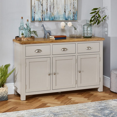 The Furniture Market Cotswold Grey Painted Large 3 Door Sideboard - image 1